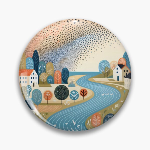 Item preview, Scandinavian Folk Art village murmuration  by heidiannemorris designed and sold by FOLK ART FUSION.
