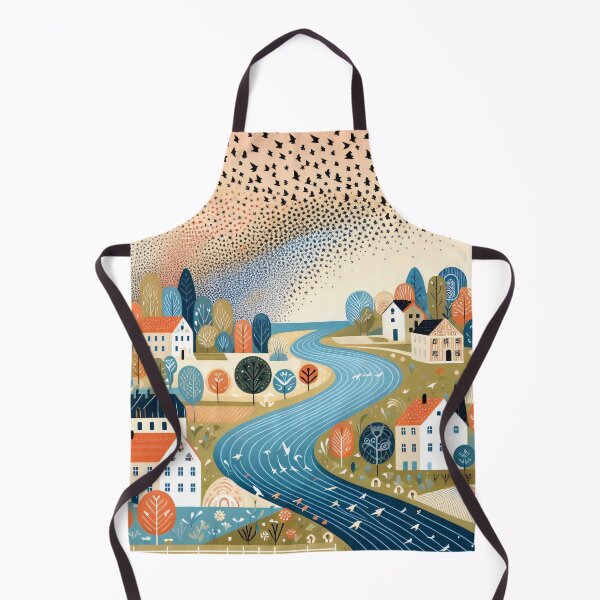 Item preview, Scandinavian Folk Art village murmuration  by heidiannemorris designed and sold by FOLK ART FUSION by heidiannemorris.