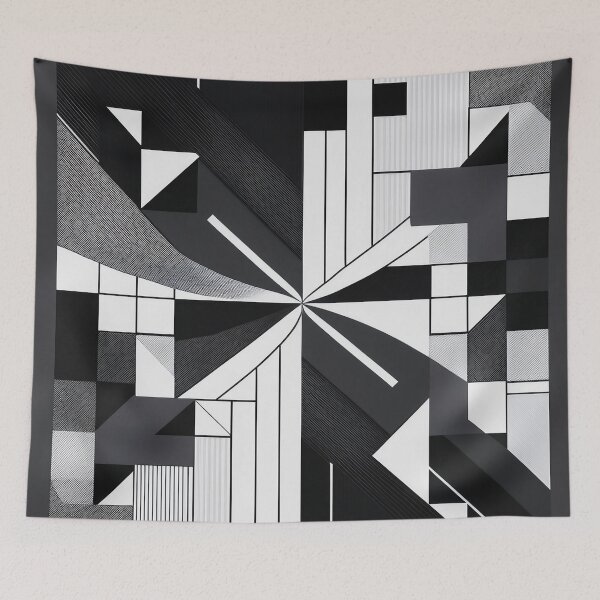 Item preview, An abstract pattern design where black and white squares dissolve into each other. designed and sold by HEMRO.