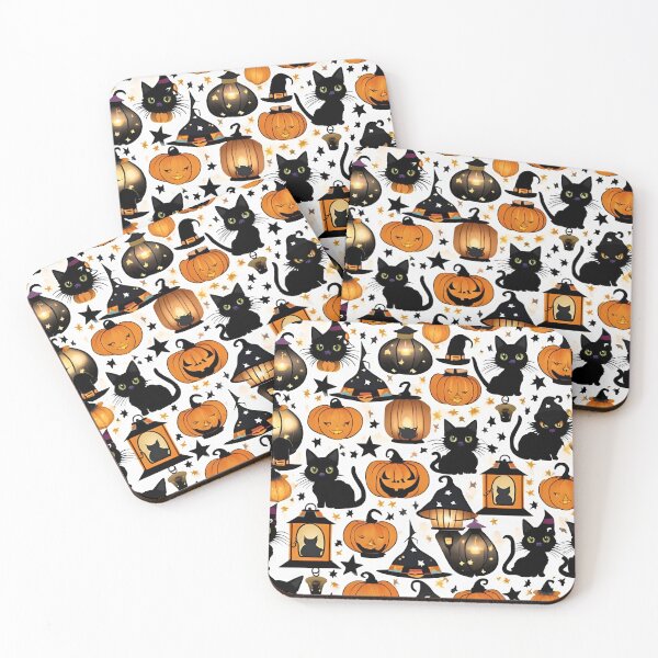 Item preview, Witchy Cats and Pumpkins Halloween Theme designed and sold by CharismaticMindArt.