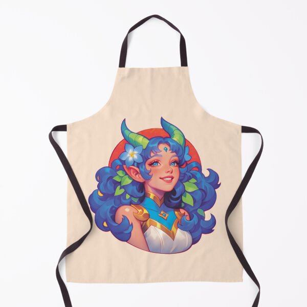 Item preview, Elegant Fantasy Girl with Blue Hair and Green Horns designed and sold by Myndari.