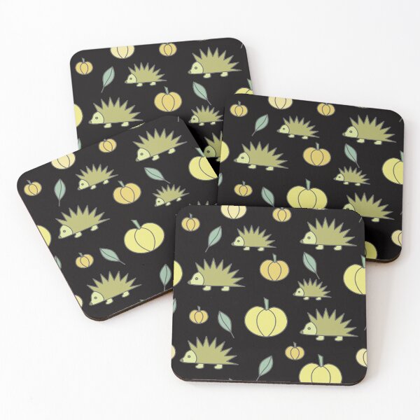 Item preview, Hedgehogs and pumpkins, autumn composition/ vivid colors,green, rotten green, pea green,yellow designed and sold by My-fake-places.