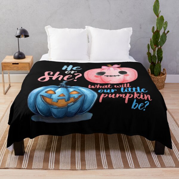 Item preview, He or She What Will Our Little Pumpkin Be Pink and Blue Halloween Pumpkins designed and sold by InfinVibeDesign.