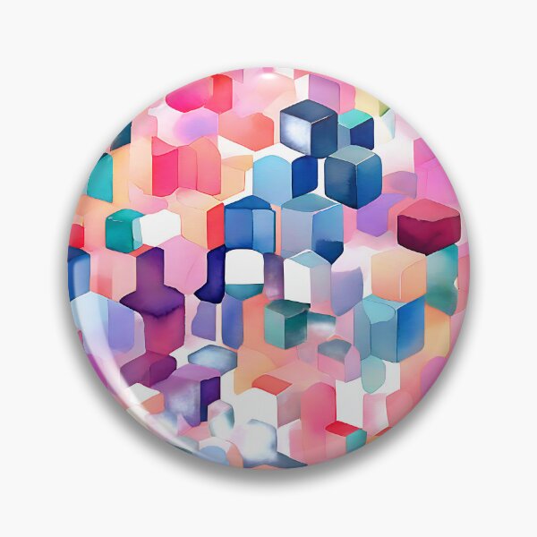 Item preview, A soft, artistic pattern where the cubes are filled with watercolor textures in pastel shades designed and sold by Tchoice.