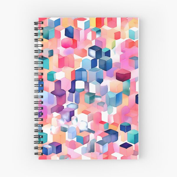 Item preview, A soft, artistic pattern where the cubes are filled with watercolor textures in pastel shades designed and sold by Tchoice.