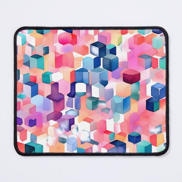 Item preview, A soft, artistic pattern where the cubes are filled with watercolor textures in pastel shades designed and sold by Tchoice.