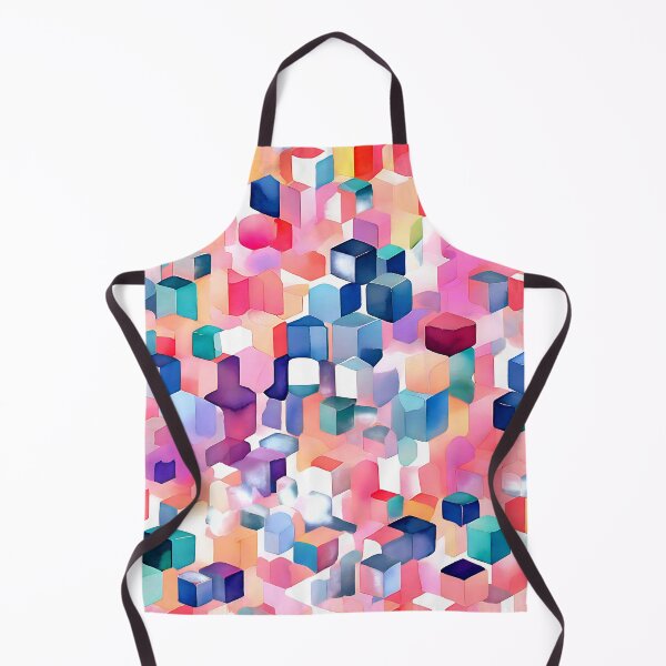 Item preview, A soft, artistic pattern where the cubes are filled with watercolor textures in pastel shades designed and sold by Tchoice.