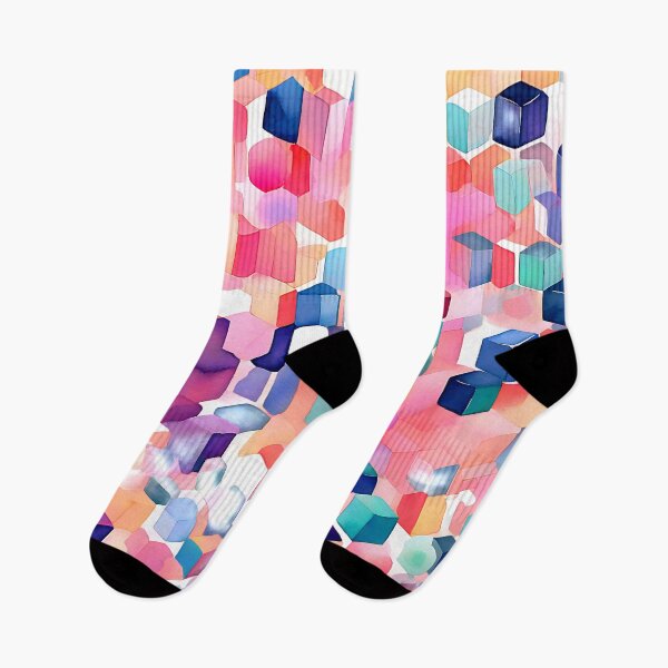 Item preview, A soft, artistic pattern where the cubes are filled with watercolor textures in pastel shades designed and sold by Tchoice.