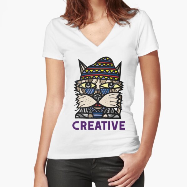 "Creative" Fitted V-Neck T-Shirt