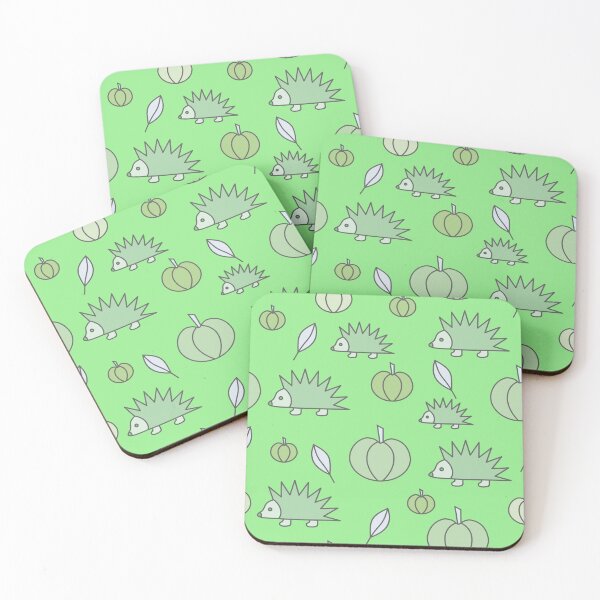 Item preview, Hedgehogs and pumpkins, autumn composition/ pastel colors,light green, blue turquoise,Azure. designed and sold by My-fake-places.