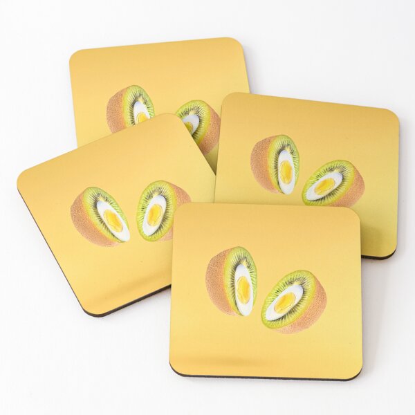 Item preview, Two halves of a kiwi fruit with egg inside on yellow designed and sold by Photopat.
