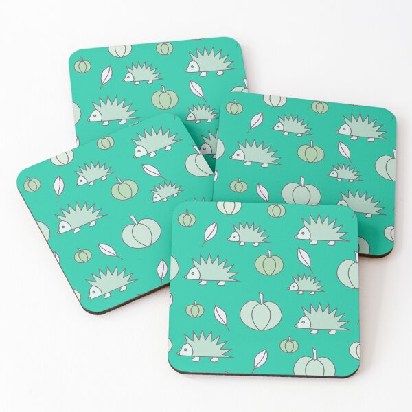 Item preview, Hedgehogs and pumpkins, autumn composition/ pastel colors,light green turquoise,Azure.Sky blue. designed and sold by My-fake-places.