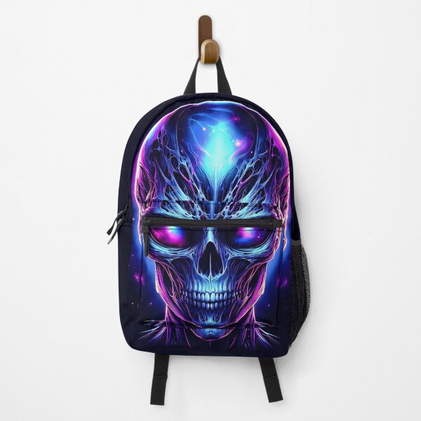Item preview, Neon Alien Skull Art with Futuristic Glow designed and sold by ZetaDream.