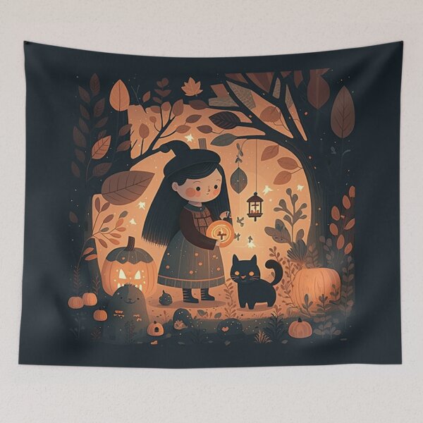 Item preview, Halloween Witch and Black Cat designed and sold by WintBloom.