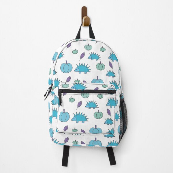 Item preview, Hedgehogs and pumpkins, autumn composition/ vivid colors,blue, purple. designed and sold by My-fake-places.
