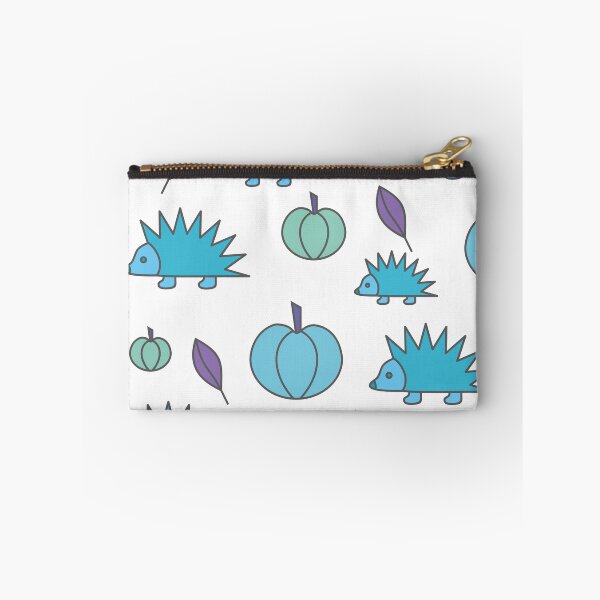 Item preview, Hedgehogs and pumpkins, autumn composition/ vivid colors,blue, purple. designed and sold by My-fake-places.