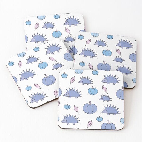 Item preview, Hedgehogs and pumpkins, autumn composition/ dark pastel colors,blue. designed and sold by My-fake-places.