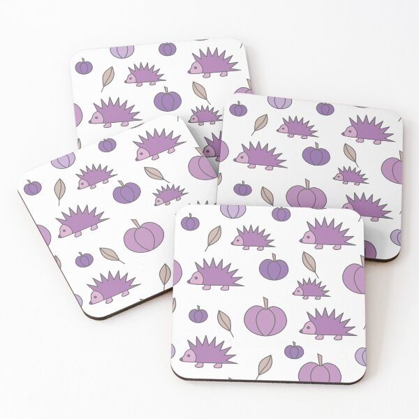 Item preview, Hedgehogs and pumpkins, autumn composition/ dark,pastel colors,purple, violet. designed and sold by My-fake-places.