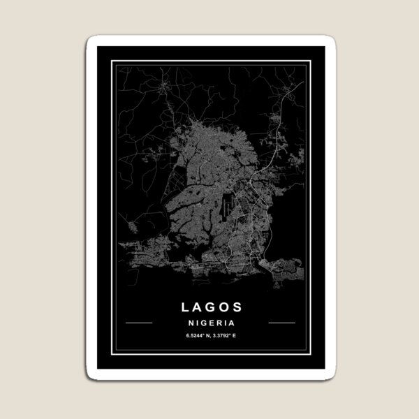 Artikel-Vorschau von Karte von Lagos, Nigeria, designt und verkauft von SHAMPAIN-ART-CO.