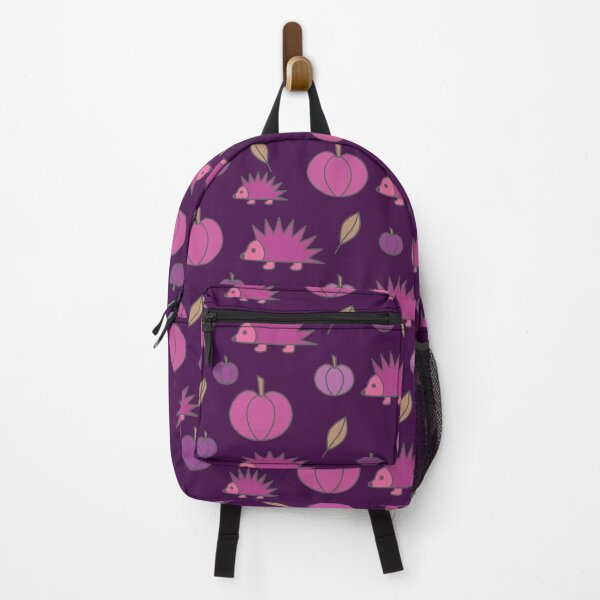 Item preview, Hedgehogs and pumpkins, autumn composition/ vivid colors,purple, magenta. designed and sold by My-fake-places.