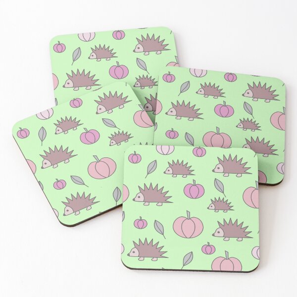 Item preview, Hedgehogs and pumpkins, autumn composition/ dark,pastel colors,pink, brown. designed and sold by My-fake-places.