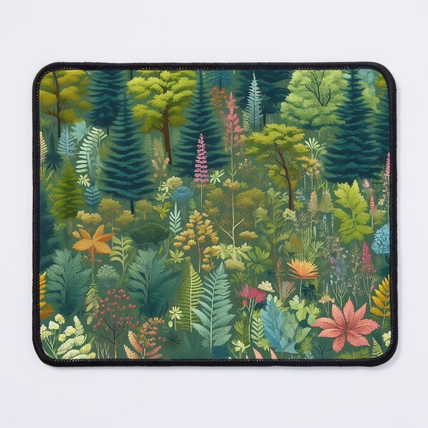 Item preview, a colorful forest with flowers and ferns designed and sold by bernhagen.