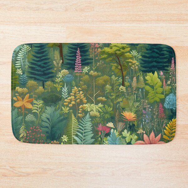 Item preview, a colorful forest with flowers and ferns designed and sold by bernhagen.