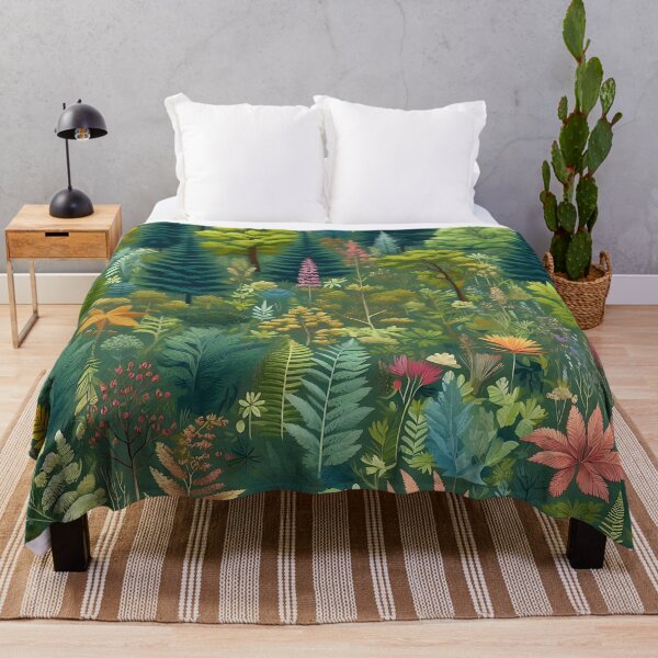 Item preview, a colorful forest with flowers and ferns designed and sold by bernhagen.