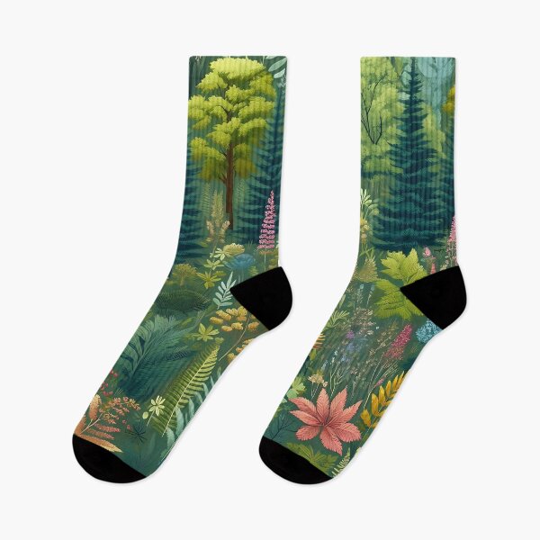 Item preview, a colorful forest with flowers and ferns designed and sold by bernhagen.