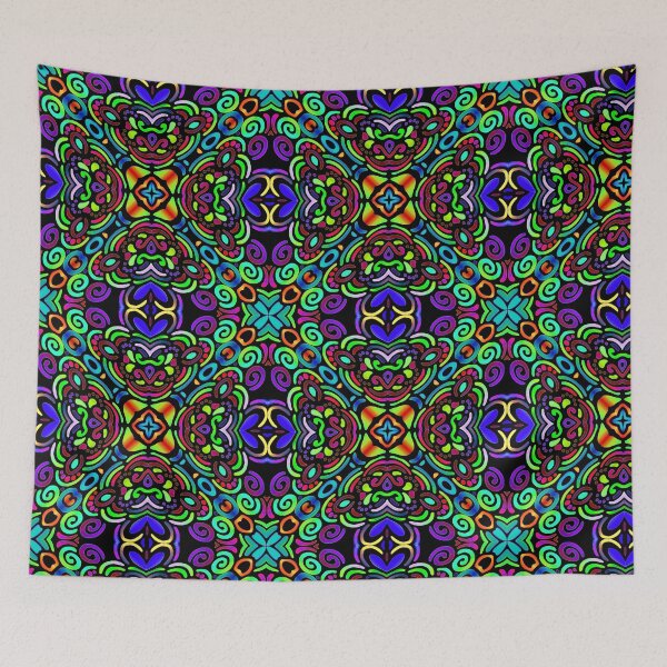 Item preview, colorful neon tile pattern designed and sold by chambergambit.
