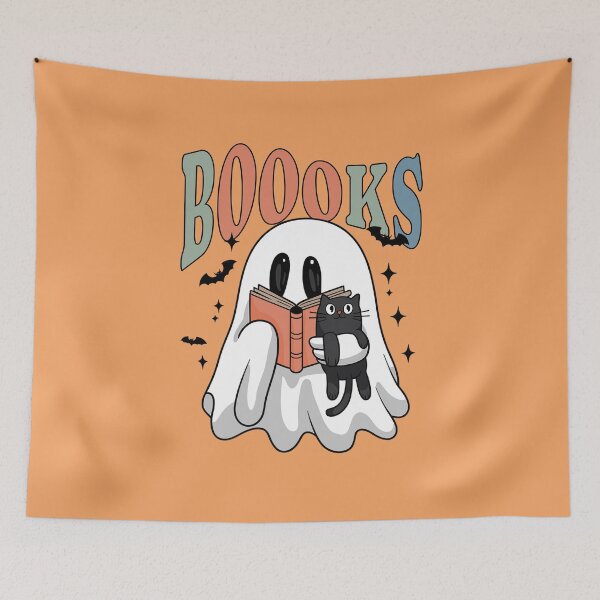 Item preview, Halloween Ghost Reading Book With Cat designed and sold by RockBeeDesigns.