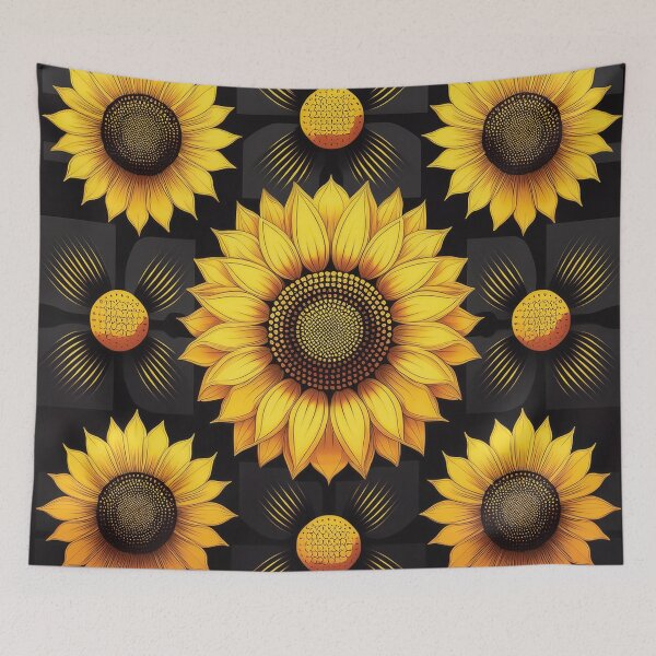 Item preview, A sunflower checkerboard pattern design in a retro pop art style, using bold contrasting colors. designed and sold by HEMRO.