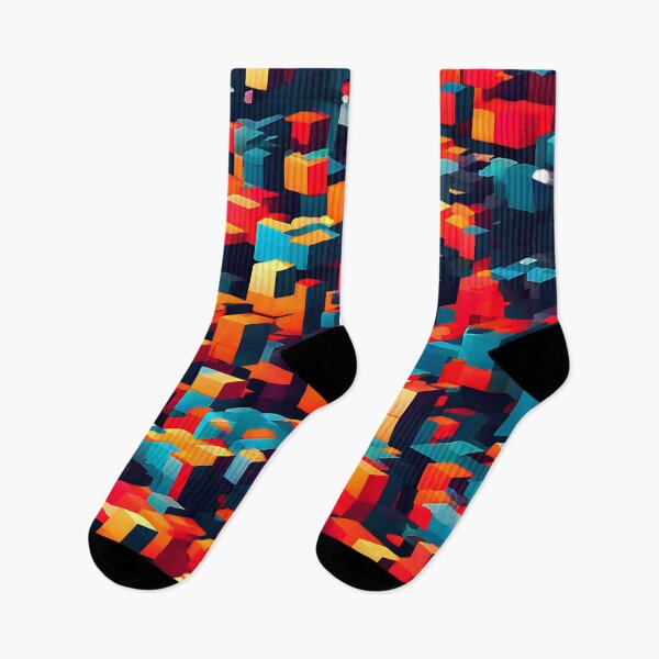 Item preview, A retro-inspired pattern where the cubes have a pixelated, digital appearance designed and sold by Tchoice.