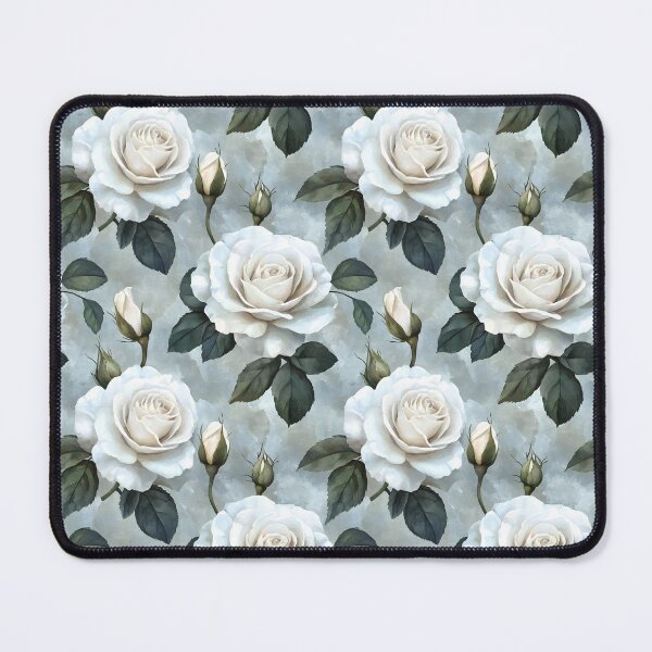 Item preview, A vintage seamless pattern featuring white watercolor roses on a gray background designed and sold by Mariana Shymkovych.