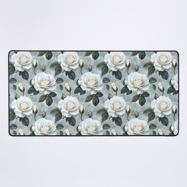 Item preview, A vintage seamless pattern featuring white watercolor roses on a gray background designed and sold by Mariana Shymkovych.