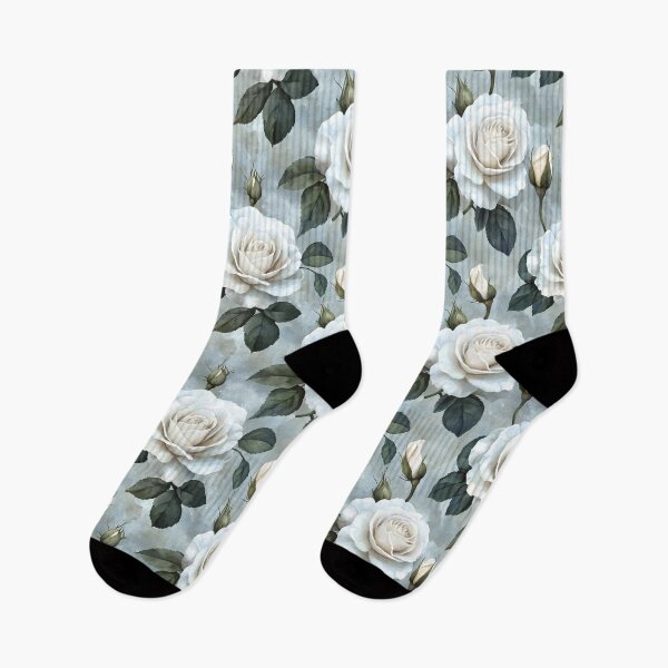 Item preview, A vintage seamless pattern featuring white watercolor roses on a gray background designed and sold by Mariana Shymkovych.