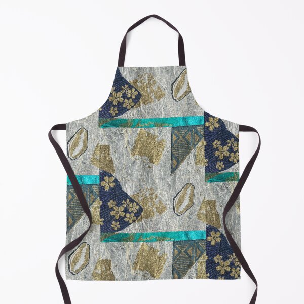 Item preview, Gold Flowers on Blue, White and Gold Background designed and sold by Connection and Healing Through Art.