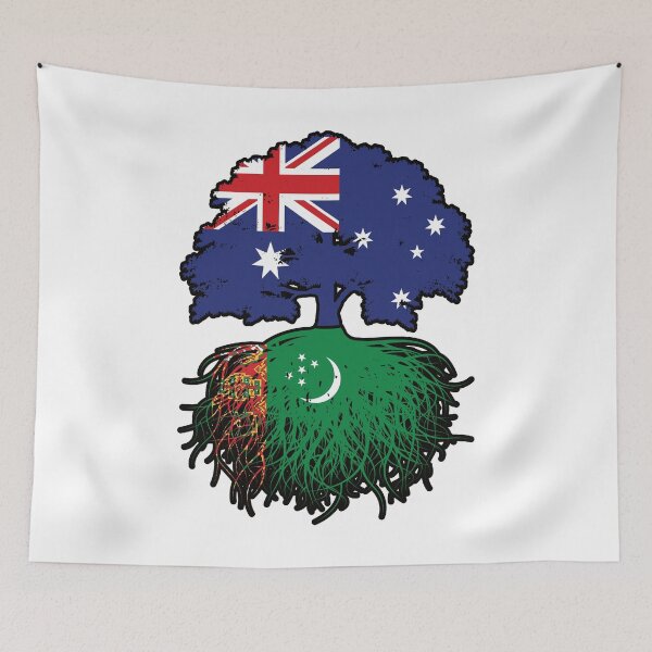 Item preview, Turkmenistan Turkmen Australian Australia Tree Roots Flag designed and sold by FlagX.