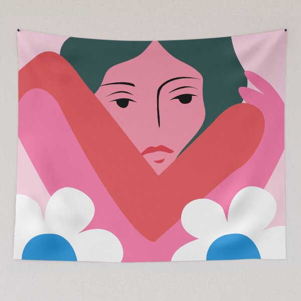 Item preview, In Her Arms, Two White Flowers, Selfembrace Sad Girl Poster, Quiet Strength Flower Symbolism, Female Figure Declicate Art, Embracing Sadness designed and sold by Kintsugi99.