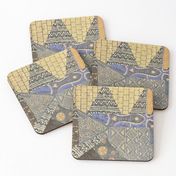 Item preview, Black and Gold Bogolan Fabric Design designed and sold by Connection and Healing Through Art.