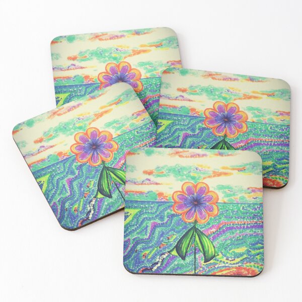 Item preview, Puntillista en atardecer, ESTILO DE PUNTOS SE RECREO UNA FLOR EN ATARDECER MARÍTIMO. designed and sold by AIMARADREAM.