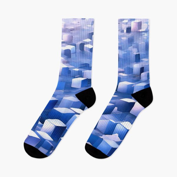 Item preview, A cool, wintry pattern with light blue and white cubes designed and sold by Tchoice.