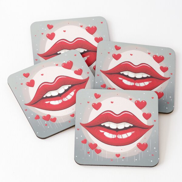 Item preview, A pair of full, red lips set against a light gray background design. designed and sold by HEMRO.