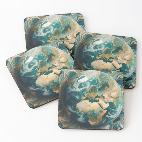 Item preview, Teal and Gold Earth Marble Pattern – Elegant Marble Illustration for Fashion, Home Décor, and Accessories designed and sold by 21 Tulips.