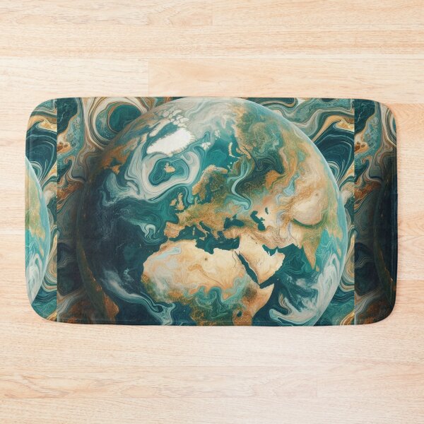 Item preview, Teal and Gold Earth Marble Pattern – Elegant Marble Illustration for Fashion, Home Décor, and Accessories designed and sold by 21 Tulips.