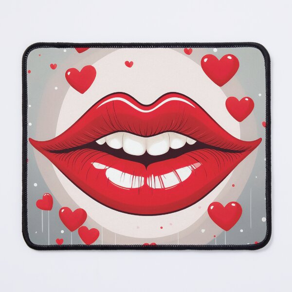 Item preview, A pair of full, red lips set against a light gray background design. designed and sold by HEMRO.
