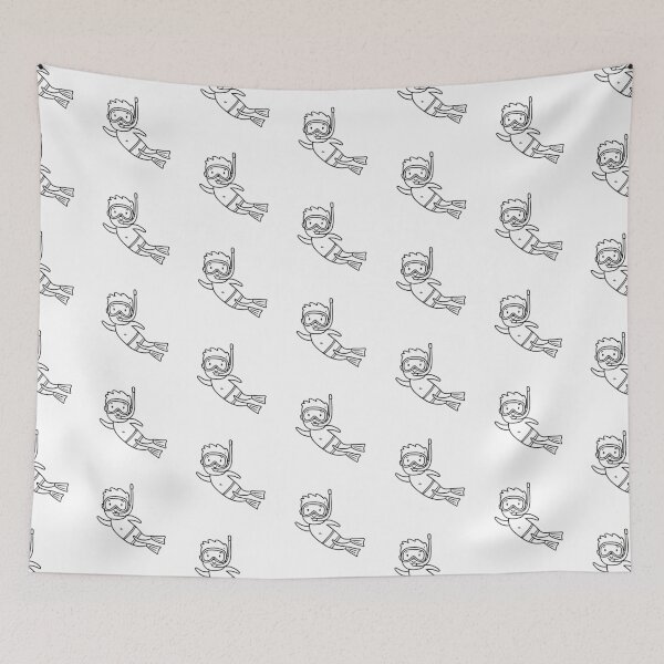 Item preview, Simple drawing of a man snorkeler swimming in the water designed and sold by rasagamastore.