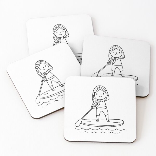 Item preview, Simple drawing of a woman paddleboarder on the water designed and sold by rasagamastore.