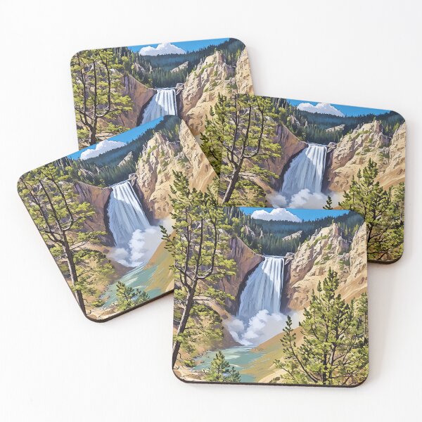 Item preview, Lower Falls in Vector: Yellowstone’s Iconic Cascade designed and sold by KMNscapes – Ireland Prints & Beyond.