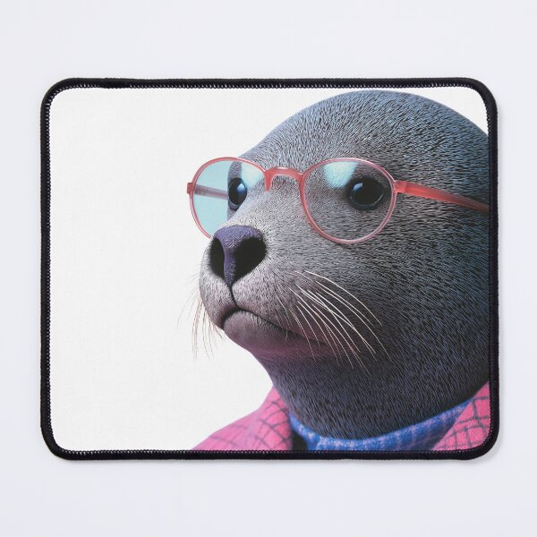 Item preview, Professor Pinniped: A distinguished seal in pink attire and spectacles exudes an air of quiet intelligence and quirky charm, perfect for designs that blend sophistication and whimsy. designed and sold by tamtana.